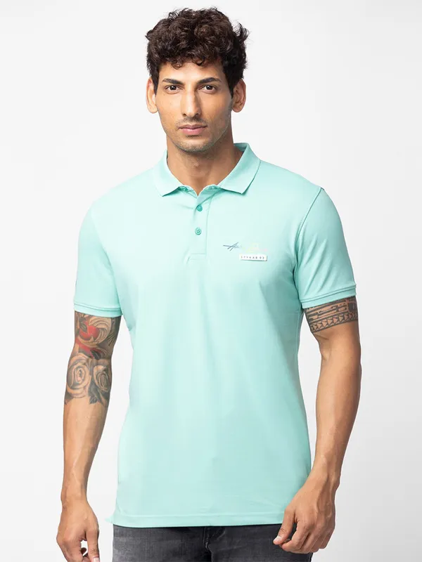Spykar mint green cotton t shirt