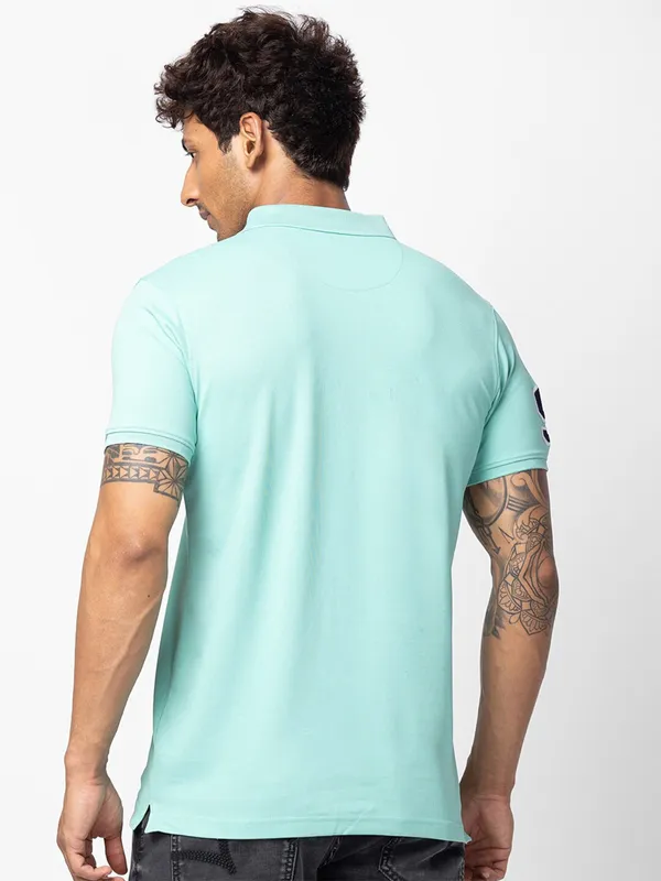 Spykar mint green cotton t shirt