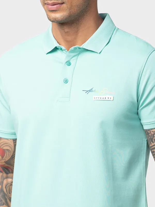 Spykar mint green cotton t shirt