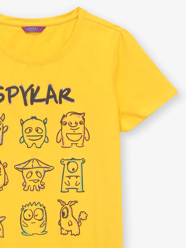 SPYKAR mustard yellow printed t-shirt