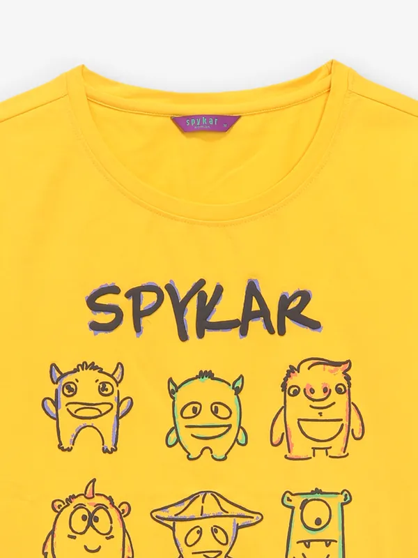 SPYKAR mustard yellow printed t-shirt