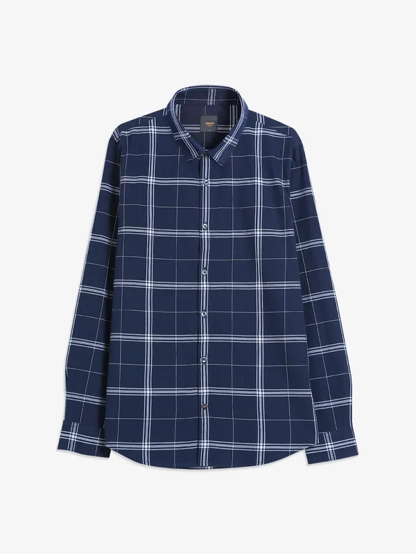 Spykar navy casual shirt in checks