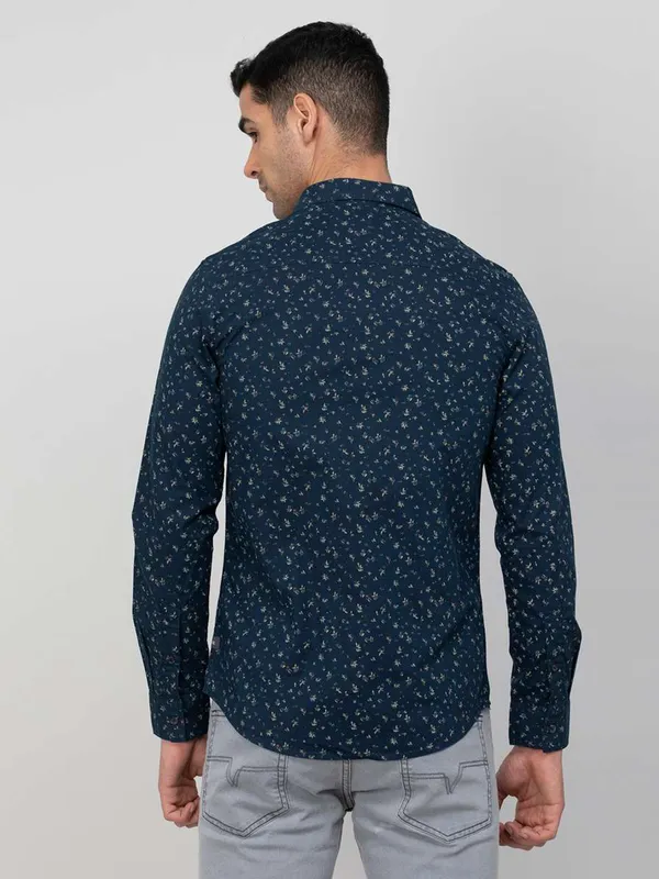 Spykar navy cotton printed shirt