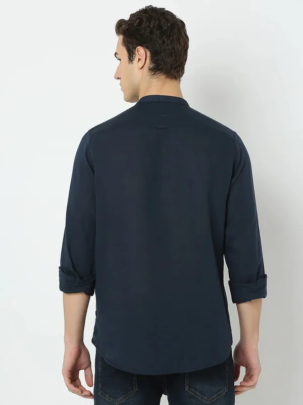 SPYKAR navy kurta style mens shirt
