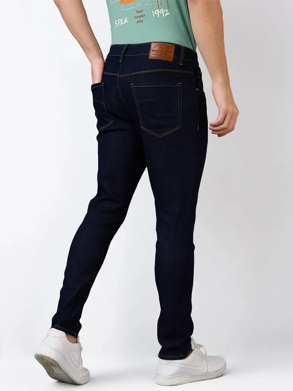 SPYKAR navy solid slim fit denim jeans for men