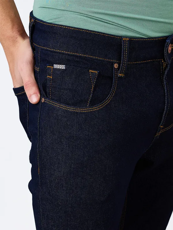 SPYKAR navy solid slim fit denim jeans for men