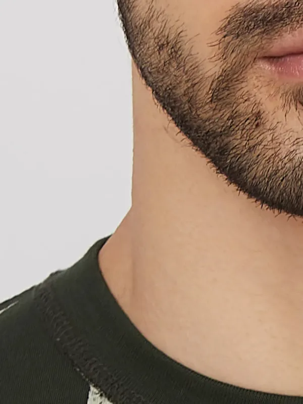 SPYKAR olive printed cotton t-shirt