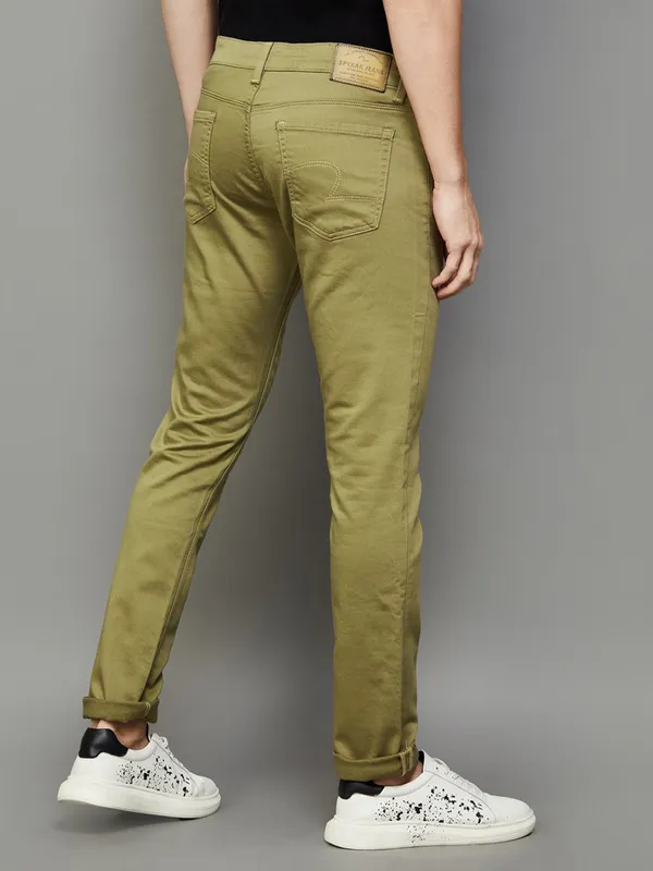 SPYKAR olive solid cotton jeans