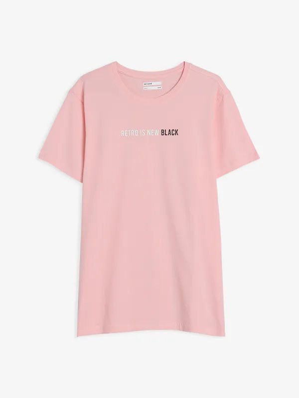 Spykar peach round neck t-shirt