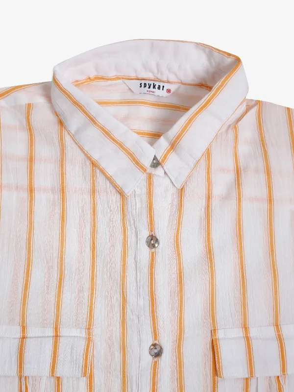Spykar peach stripe shirt