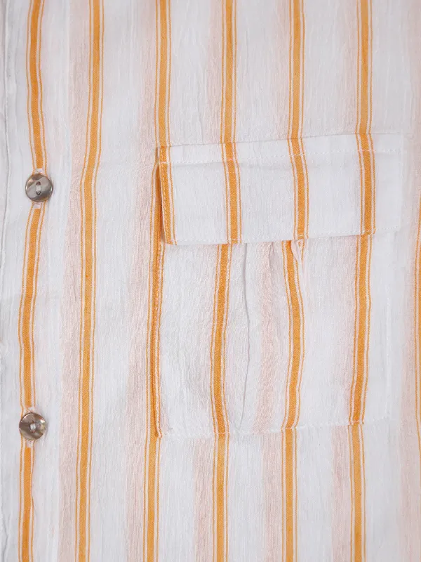 Spykar peach stripe shirt