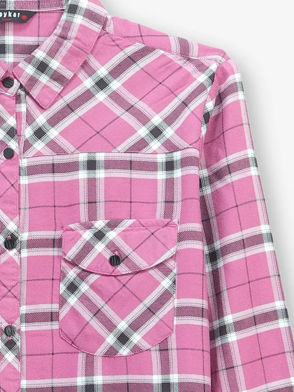 SPYKAR peony pink check shirt in cotton