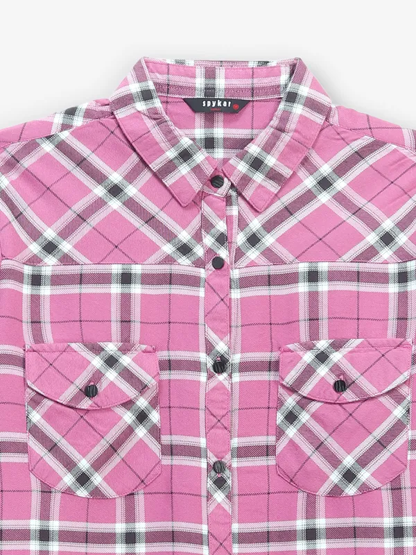 SPYKAR peony pink check shirt in cotton