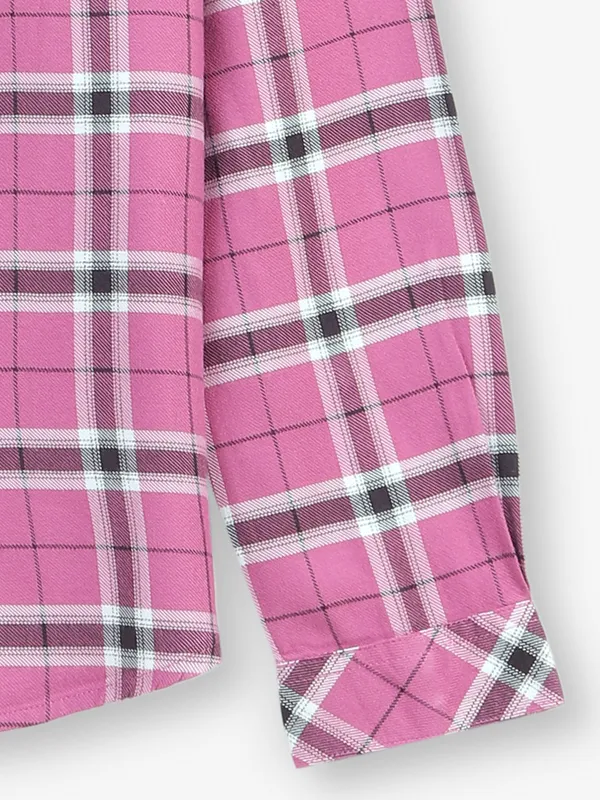 SPYKAR peony pink check shirt in cotton