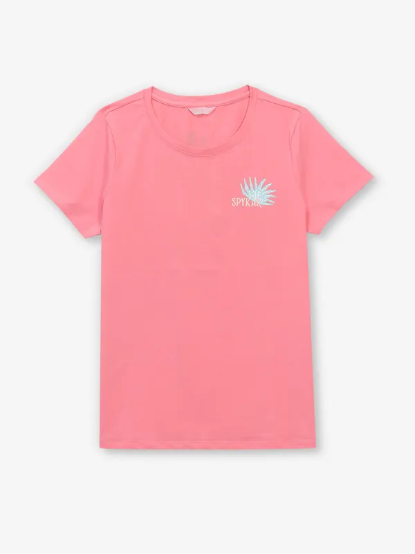 SPYKAR pink brand name cotton t-shirt