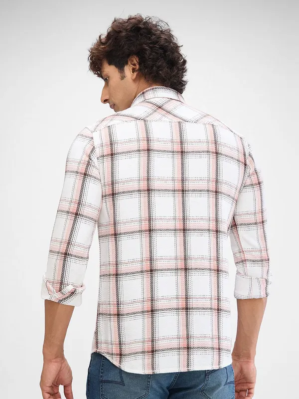 SPYKAR pink checkered casual wear shirt