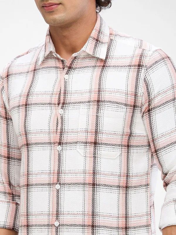 SPYKAR pink checkered casual wear shirt