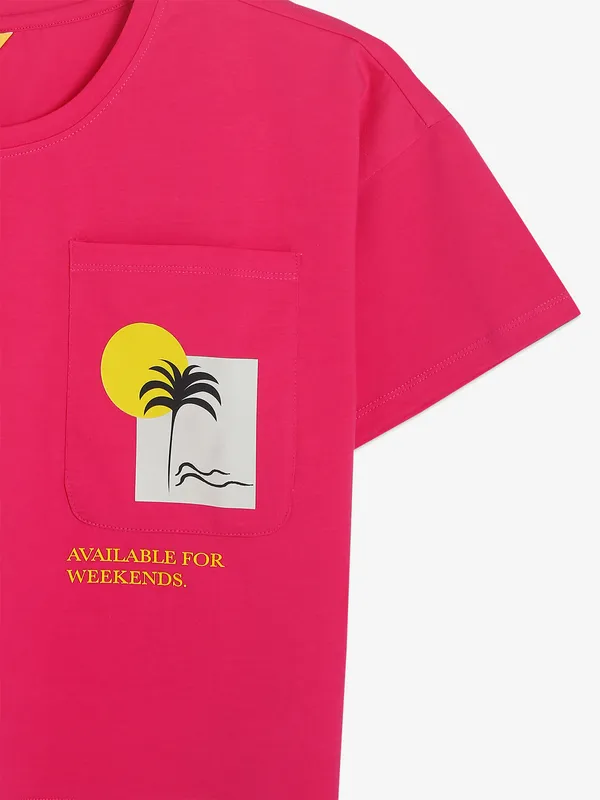 SPYKAR pink printed crop top
