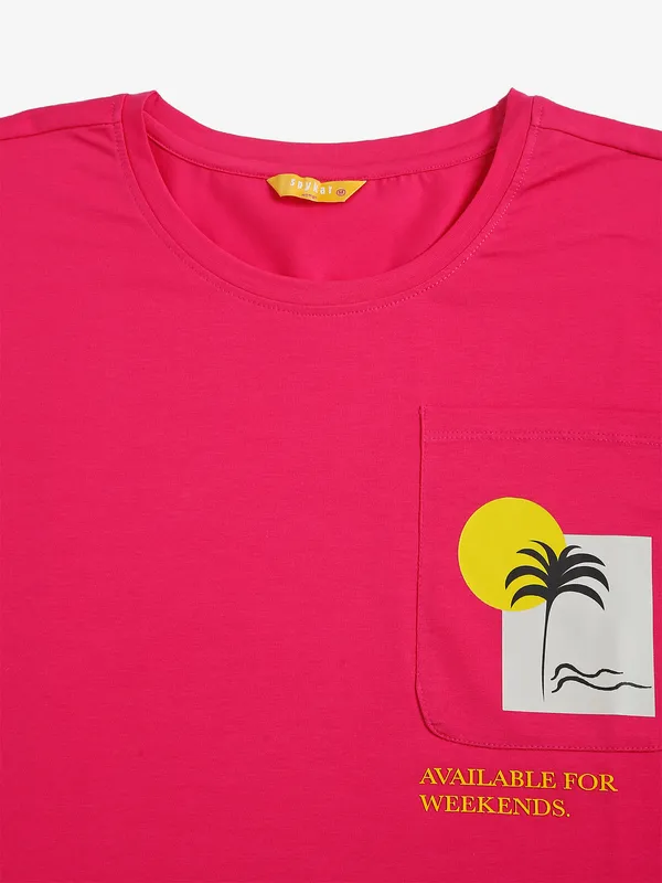 SPYKAR pink printed crop top