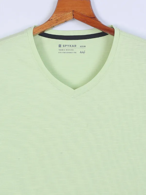 Spykar pista green printed cotton t shirt