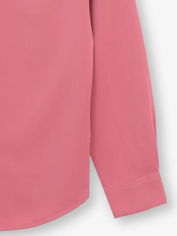 SPYKAR plain blush pink cotton shirt for women