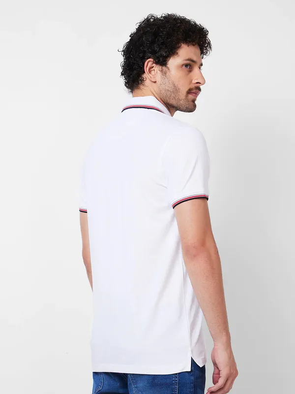 SPYKAR plain cotton white t-shirt