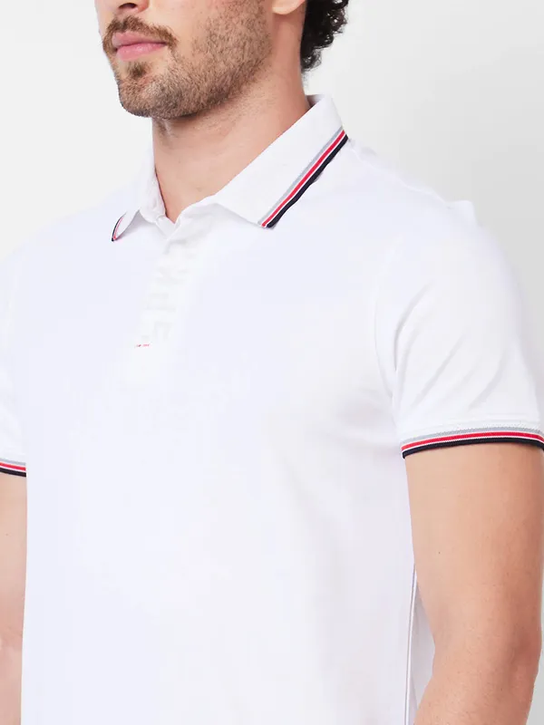 SPYKAR plain cotton white t-shirt