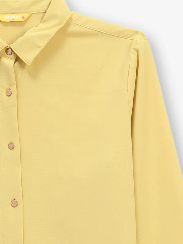 SPYKAR plain yellow shirt for women