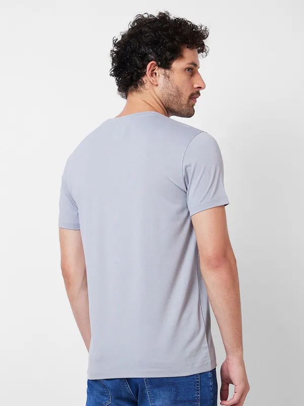 SPYKAR printed grey t-shirt in cotton fabric