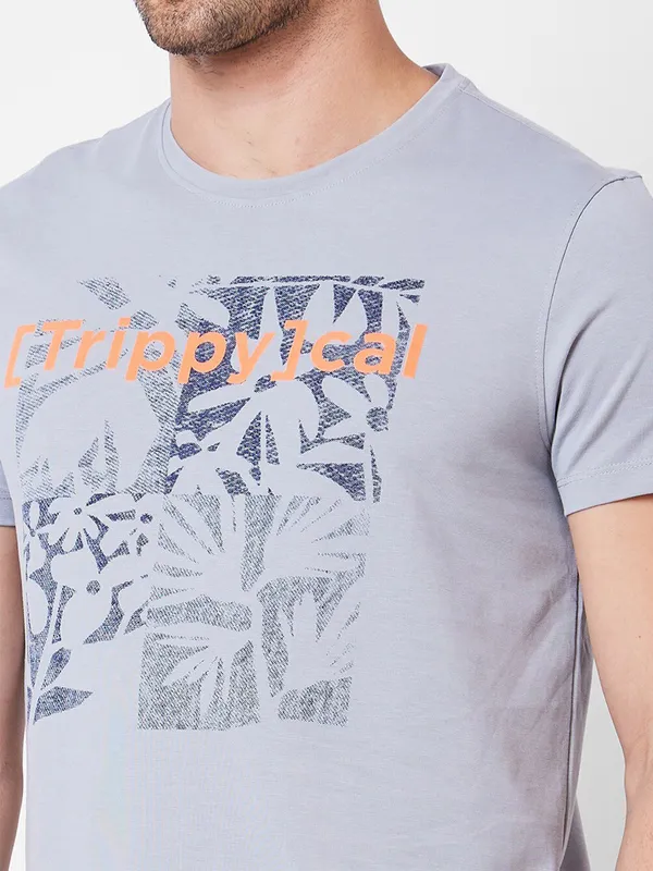 SPYKAR printed grey t-shirt in cotton fabric