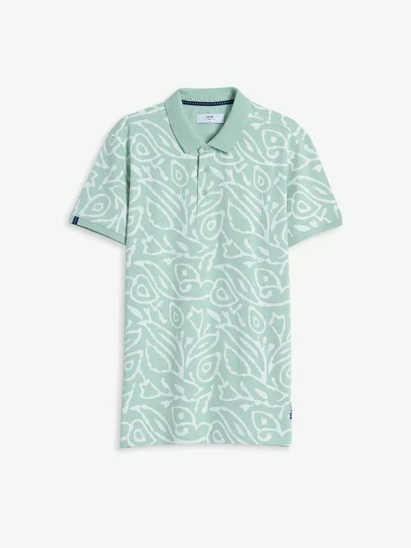 Spykar printed light green t shirt