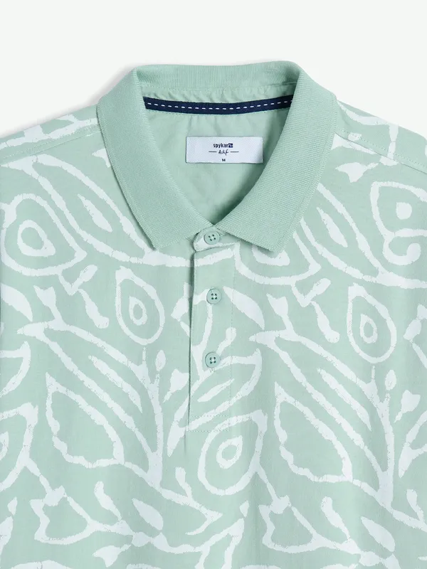 Spykar printed light green t shirt