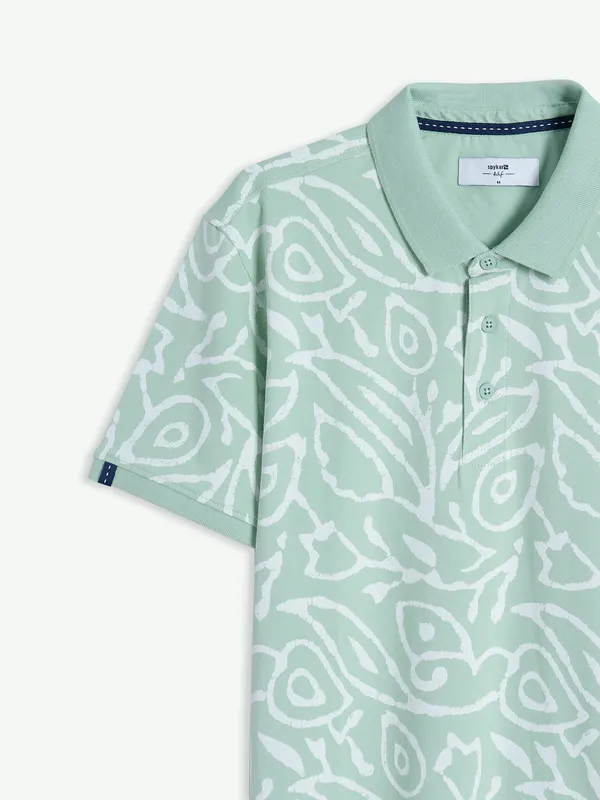 Spykar printed light green t shirt