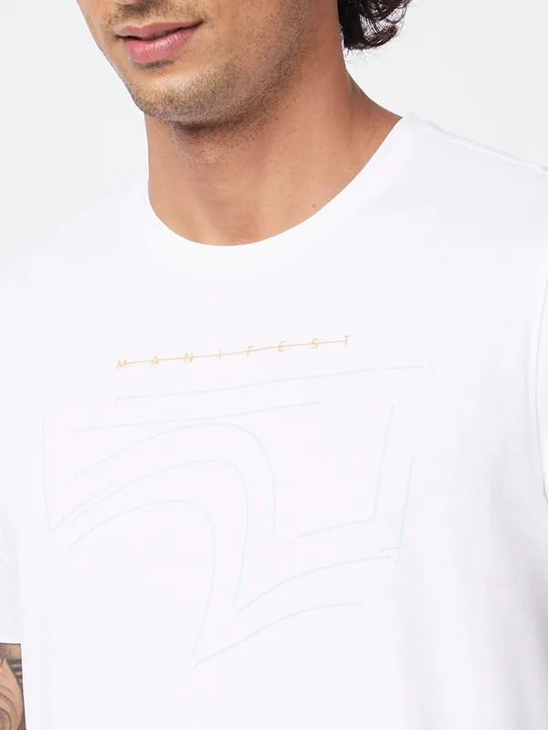 Spykar printed t shirt in white with half sleeve
