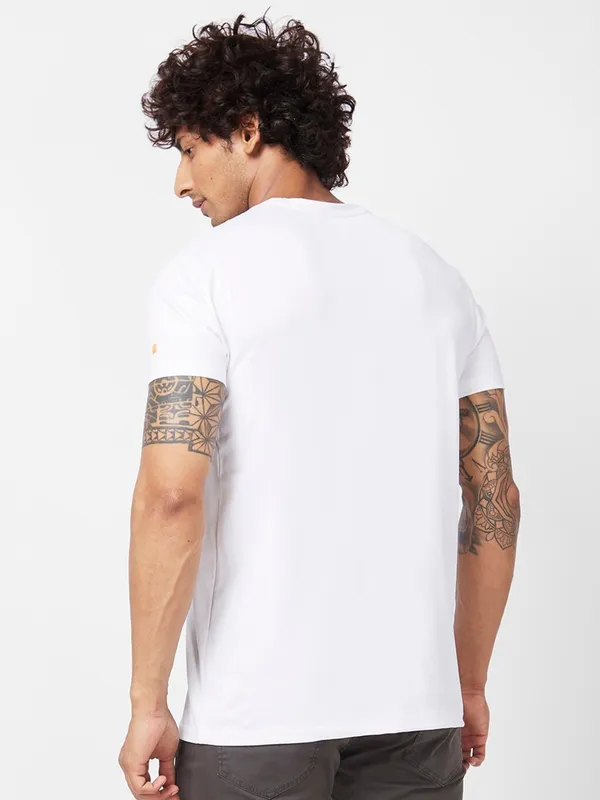 Spykar printed t shirt in white with half sleeve
