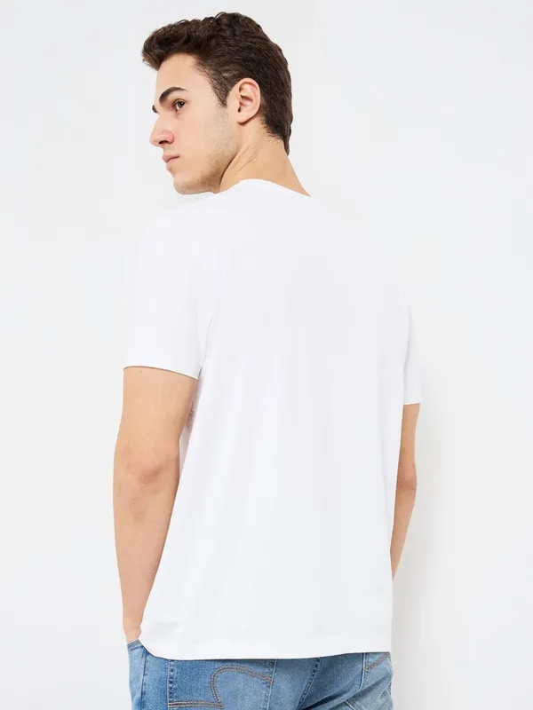 SPYKAR printed white cotton t-shirt for casual wear