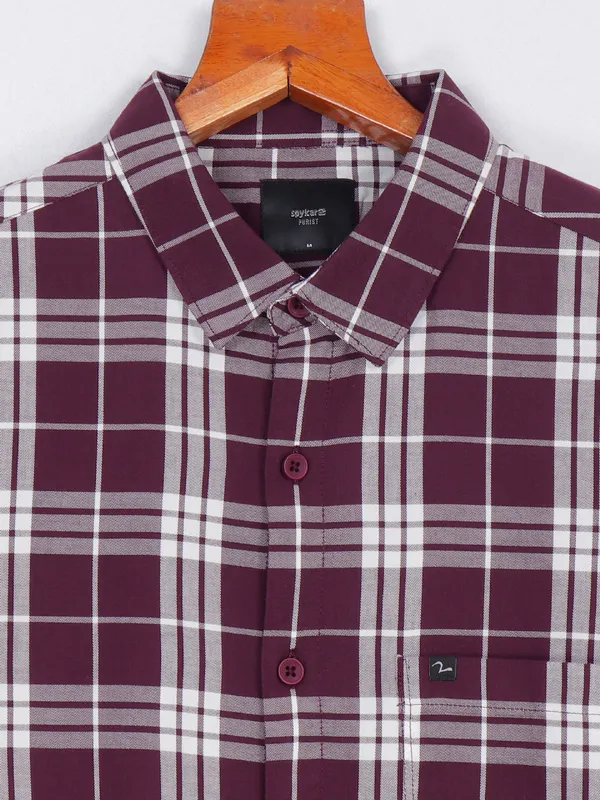Spykar purple checks shirt