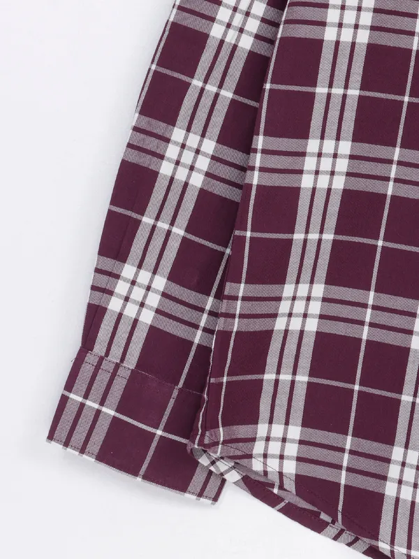 Spykar purple checks shirt