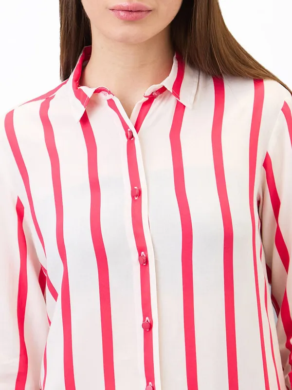 SPYKAR rani and beige stripe shirt