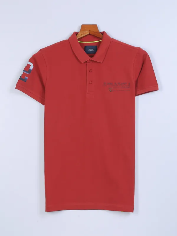 Spykar red t shirt in cotton