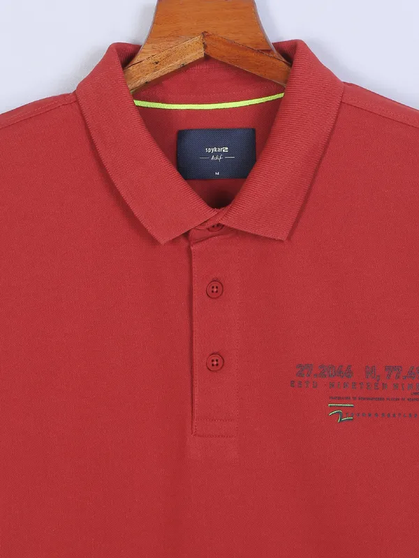 Spykar red t shirt in cotton
