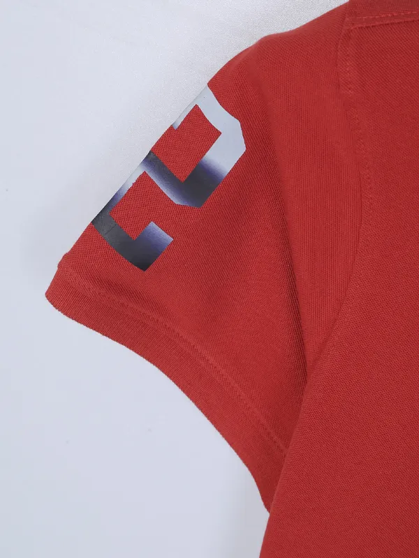 Spykar red t shirt in cotton