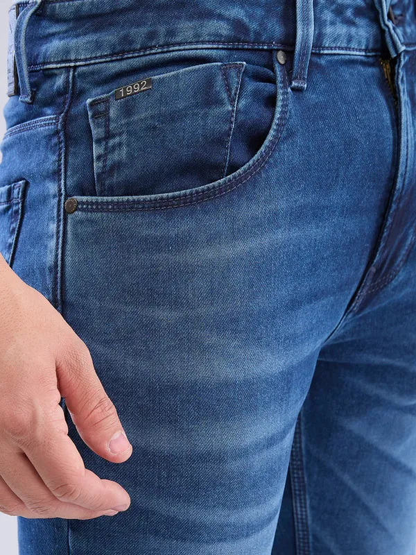SPYKAR regular fit washed blue denim jeans
