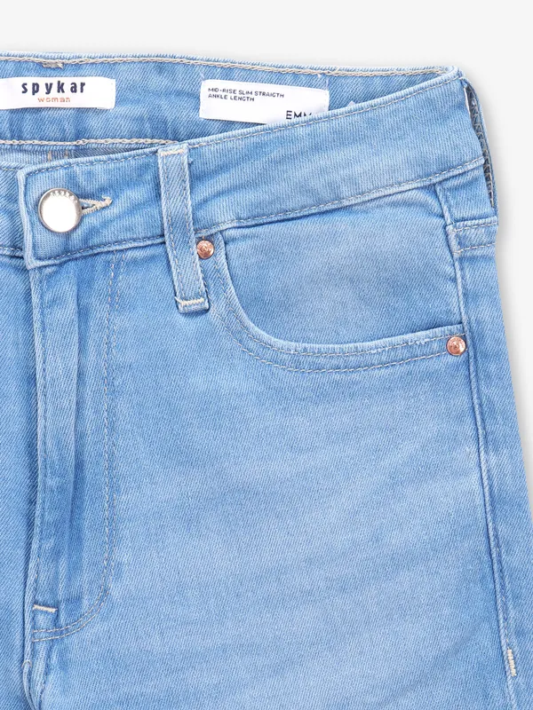 SPYKAR ripped blue straight fit jeans