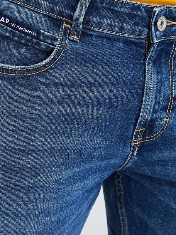 SPYKAR ripped light blue ankle length denim jeans