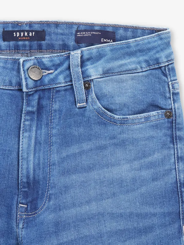SPYKAR ripped straight fit jeans in blue