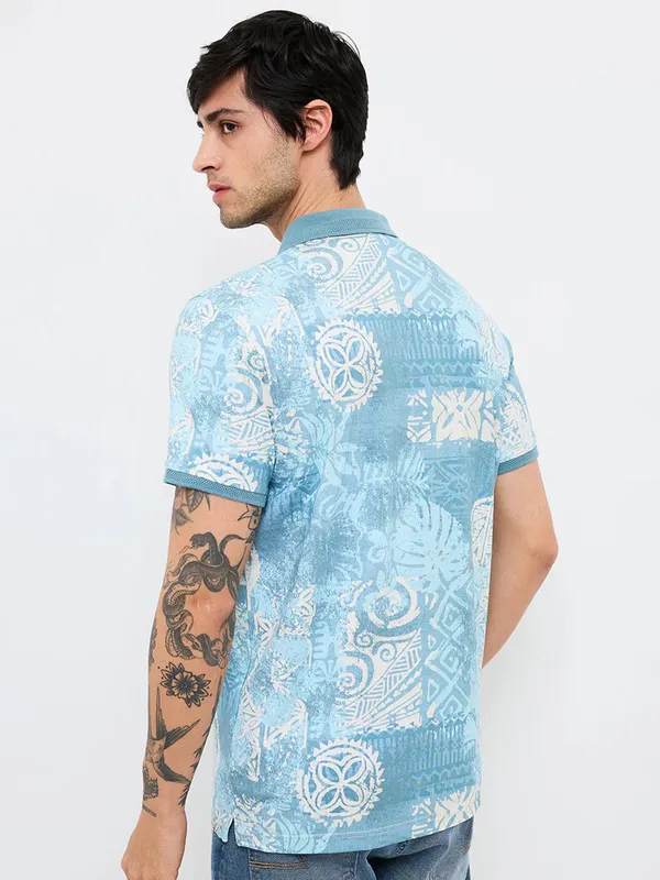 SPYKAR sky blue cotton t-shirt