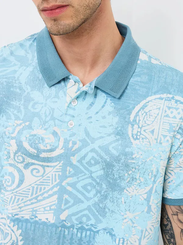 SPYKAR sky blue cotton t-shirt
