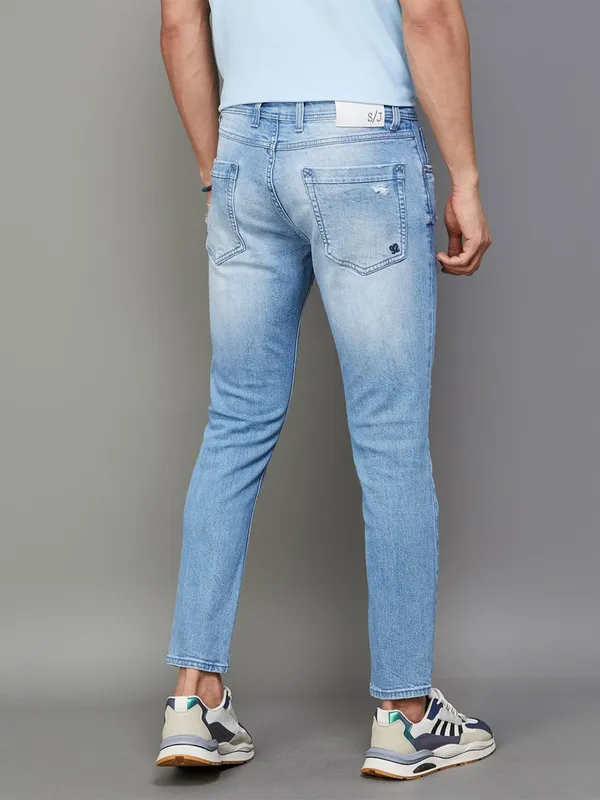 Spykar sky blue slim tapered fit jeans