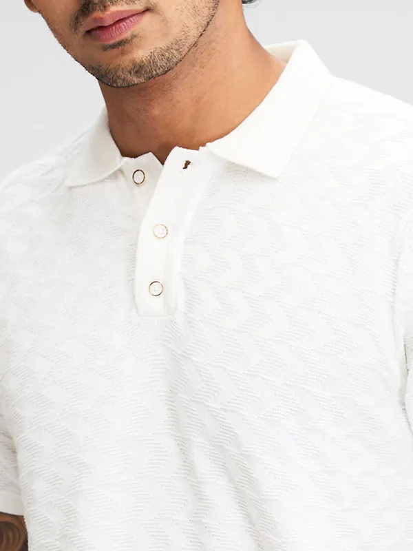 SPYKAR slim fit cotton men t-shirt in white